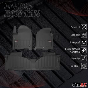 Chevrolet Tahoe Floor Mat - Omac - Premium TPE, 3 Pcs - Black - 2021